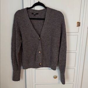 Quince Women's Charcoal Gray Baby Alpaca-Merino Wool Cropped Cardigan sz L